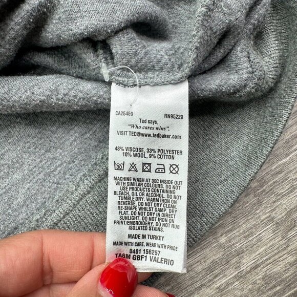 Ted Baker London 'Valerio' Quarter Zip Pullover Mens 4 Large Gray Sweater Preppy - Picture 5 of 13